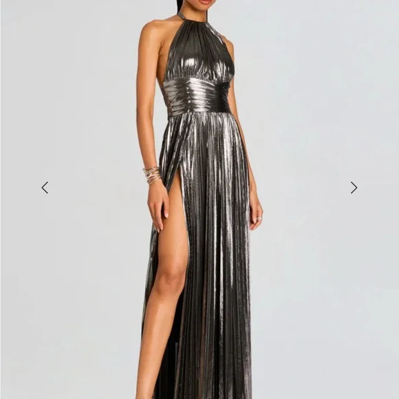 Retrofete Metallic Silver Maxi Dress